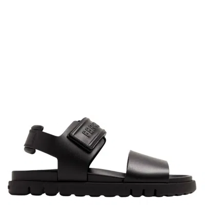 Ferragamo Double Strap Sandals In Black