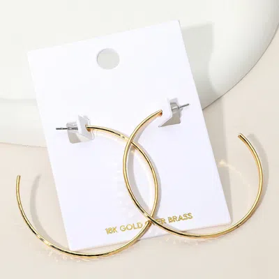 Fashnzfab 18k Gold Over Brass Hammered Skinny Hoop Earrings - Gold In Gold