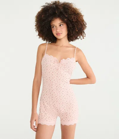Aéropostale Waffle Knit Sleep Romper In Pink