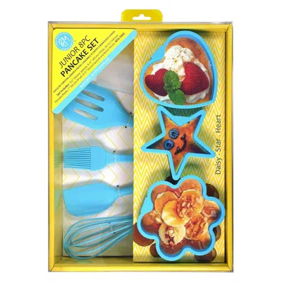 R & M International Junior 8 Piece Pancake Set With Daisy, Star, And Heart Shapes In Blue