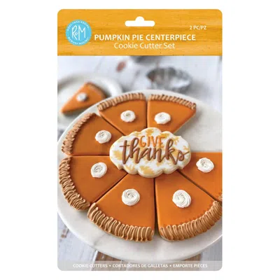 R & M International Festive Fall Pumpkin Pie Centerpiece 2 Piece Cookie Cutter Set In Silver