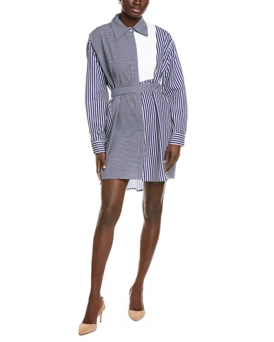 Gracia Contrast Stripe Shirtdress In Blue