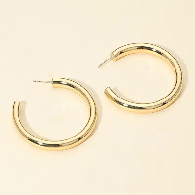 Fashnzfab 14k Gold Dipped Chunky Open Hoop Earrings - Gold In Black