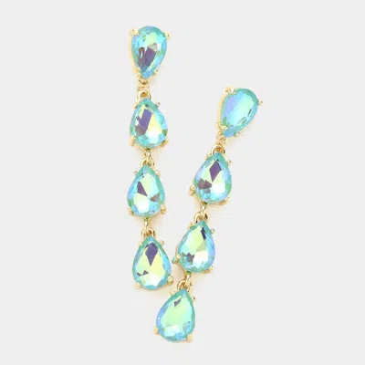Fashnzfab Teardrop Stone Link Dangle Evening Earrings - Mint In Blue