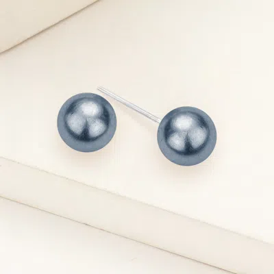 Fashnzfab Pearl Stud Earrings - Gray In Blue