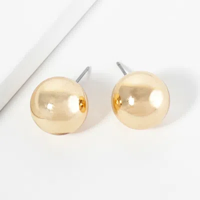 Fashnzfab Metal Ball Stud Earrings - Gold In Brown