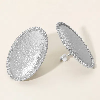 Fashnzfab Textured Matte Metal Oval Clip On Earrings In Brown