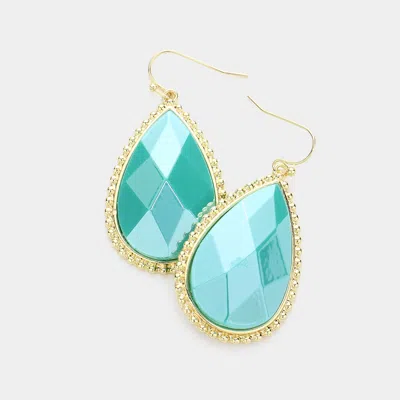 Fashnzfab Teardrop Dangle Earrings - Turquoise In Brown