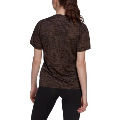 Adidas Originals (wmns) Adidas Run Icons Crocodile Print Running T-shirt 'black' In Brown