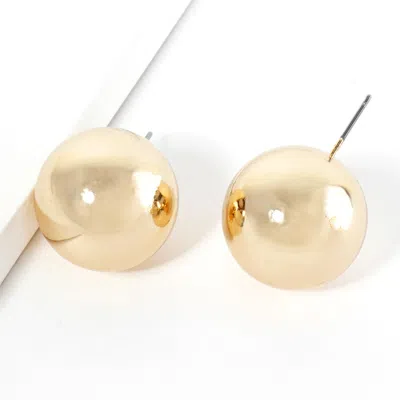 Fashnzfab Metal Ball Stud Earrings - Gold In Gold