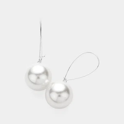 Fashnzfab Pearl Earrings - Silver, White In Silver