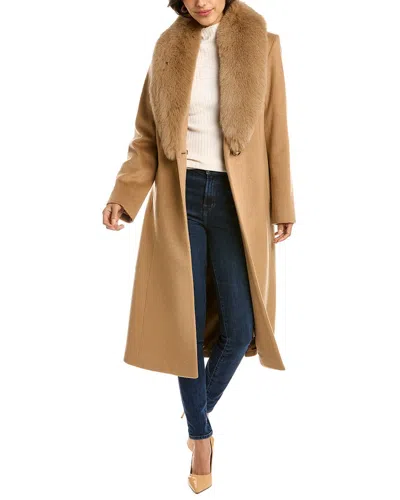Sofiacashmere Oversized Collar Wool-blend Coat In Brown