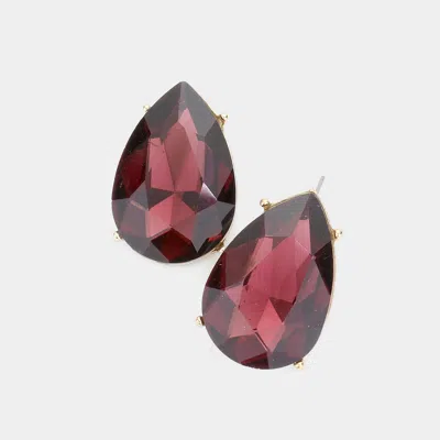 Fashnzfab Teardrop Stone Evening Earrings - Amethyst In Burgundy