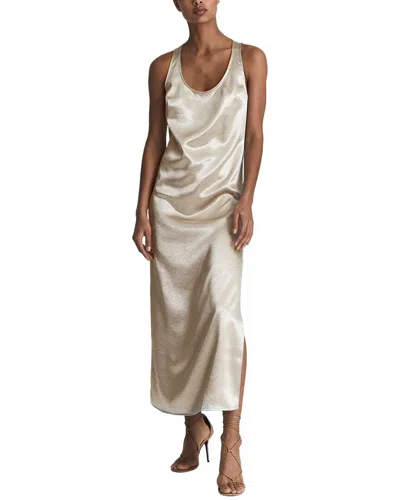 Reiss Lottie Metallic Maxi Dress In Silver