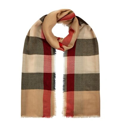 Burberry Lightweight Check Cashmere Scarf In Brown