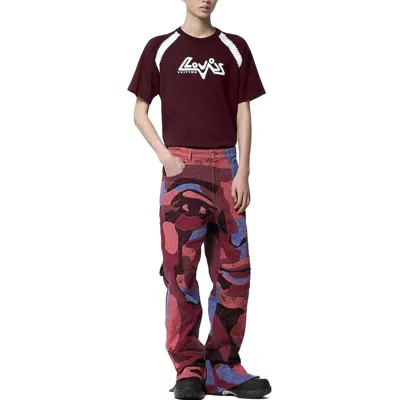 Pre-owned Louis Vuitton Cotton Intarsia Crewneck T-shirt 'plum Red' In Burgundy