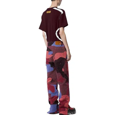 Pre-owned Louis Vuitton Cotton Intarsia Crewneck T-shirt 'plum Red' In Burgundy