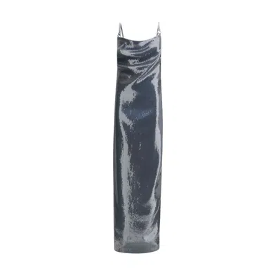 Coperni Ruched Sequin-embellished Gown In Gray