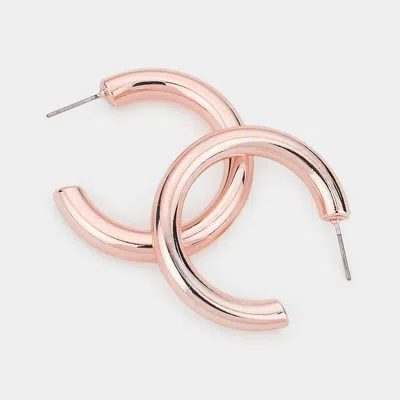 Fashnzfab Colored Hoop Earrings - Pink In Brown