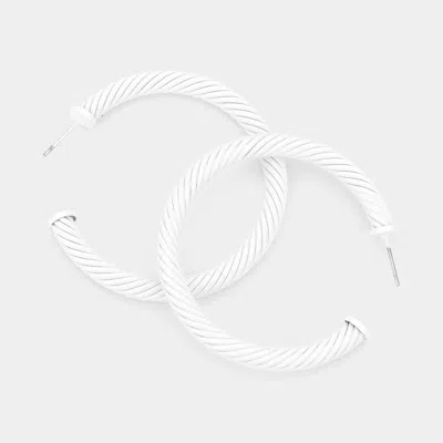 Fashnzfab Twisted Colored Hoop Earrings - White In White
