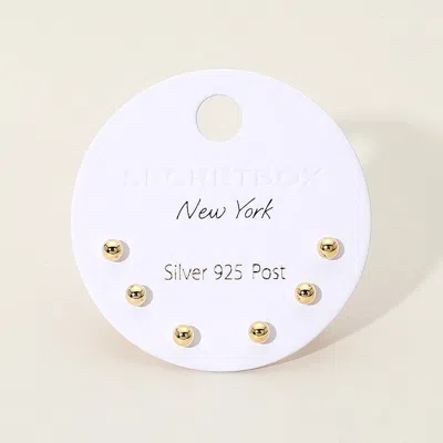 Fashnzfab Secret Box_minimalist Ball Stud Earring Set - Gold In Gold