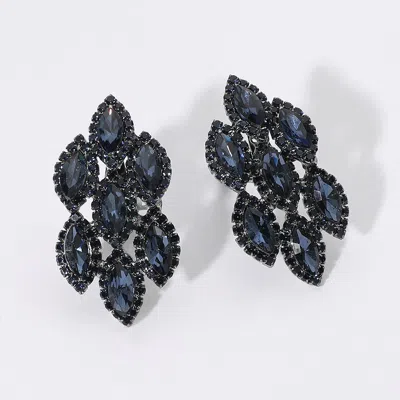 Fashnzfab Marquise Stone Embellished Clip On Earrings In Blue