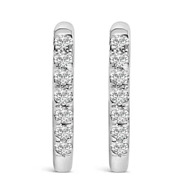 Haus Of Brilliance 10k Gold 1/4 Cttw Diamond Double Sided Huggie Hoop Earrings In Silver