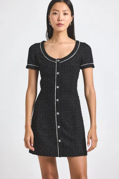 Derek Lam 10 Crosby Ciara Embellished Metallic Tweed Mini Dress In Black