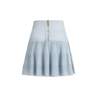 Balmain Knit Women's Miniskirt In Blue
