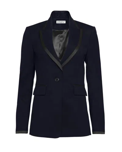Argent Colorblocked Sculpted Blazer In Black