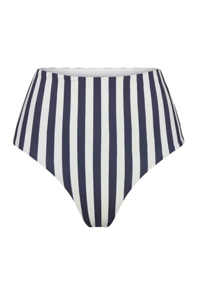 Anemos High-waist Bikini Bottom In Marine Vertical Stripes