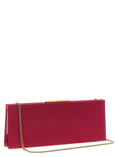 Saint Laurent Rectangular Clutch Featuring Chain Strap In Red