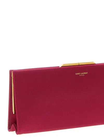 Saint Laurent Rectangular Clutch Featuring Chain Strap In Red