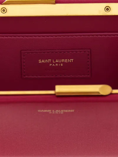 Saint Laurent Rectangular Clutch Featuring Chain Strap In Red