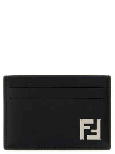 Fendi Flat Card Case Vit.king Wallets Black In Black