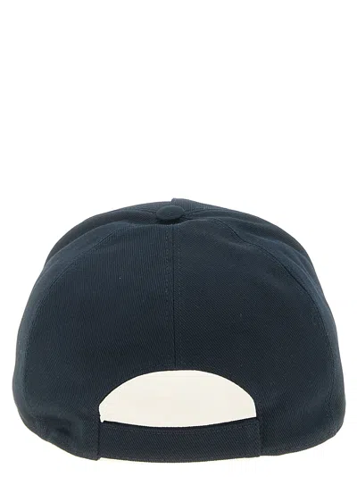 Fendi Cotton Canvas Cap With Terry Patch In Blue