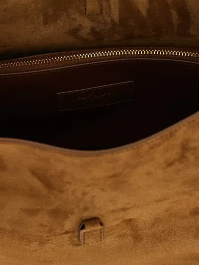 Saint Laurent Le 5 A 7 Small Suede Hobo Shoulder Bag In Brown