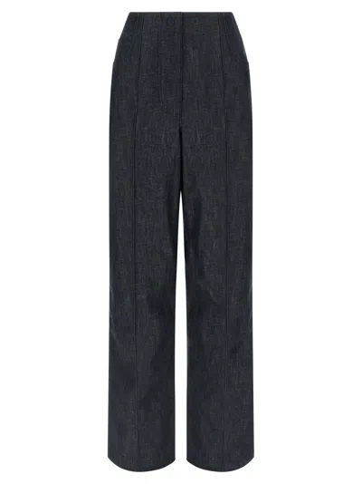Fendi Women Cotton Wide-leg Trousers In Blue