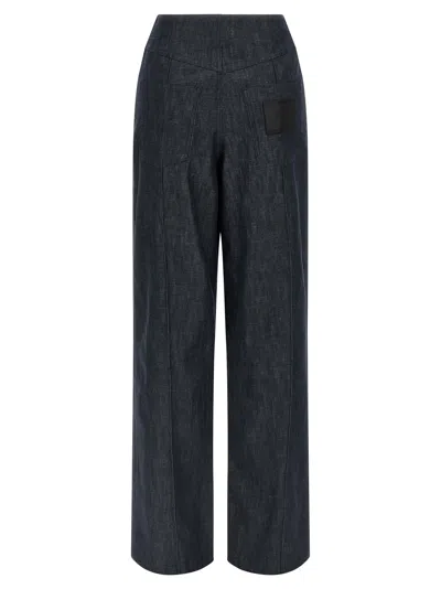 Fendi Women Cotton Wide-leg Trousers In Blue