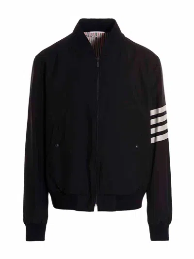 Thom Browne 4-bar Striped-panel Bomber Jacket In Black