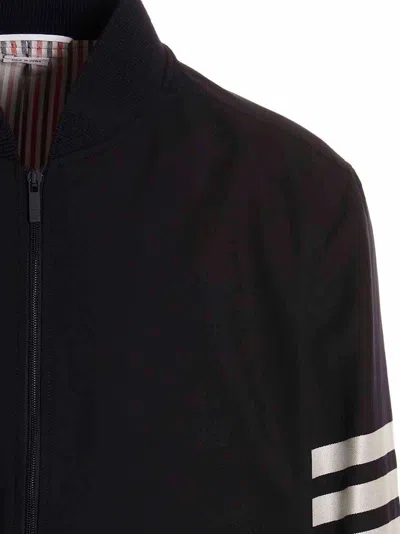 Thom Browne 4-bar Striped-panel Bomber Jacket In Black