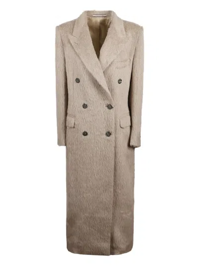 Tagliatore Beige Double-breasted Coat In Wool Blend In Neutral