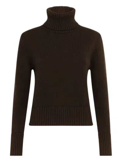 Alpha Studio Turtleneck Long-sleeve Jumper In Brown