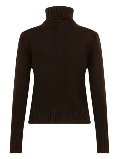 Alpha Studio Turtleneck Long-sleeve Jumper In Brown