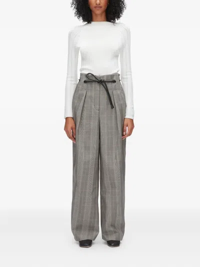 3.1 Phillip Lim Plaid-pattern Drawstring Trousers In Gray