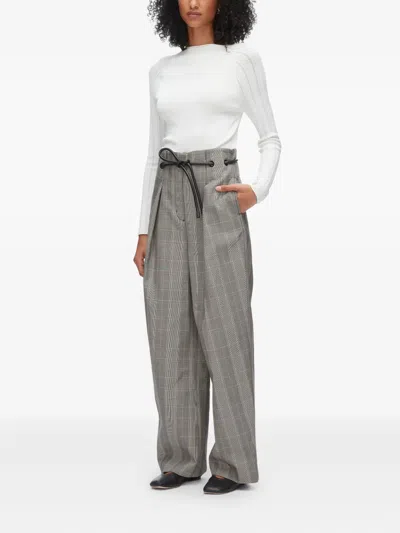 3.1 Phillip Lim Plaid-pattern Drawstring Trousers In Gray