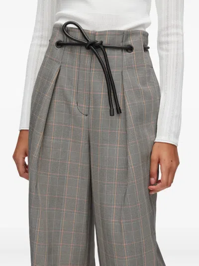 3.1 Phillip Lim Plaid-pattern Drawstring Trousers In Gray