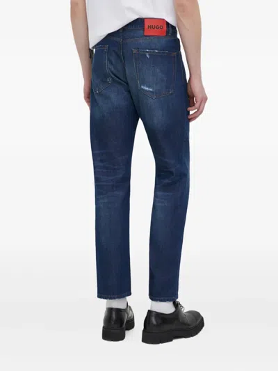Hugo Boss Distressed Denim Jeans In Blue