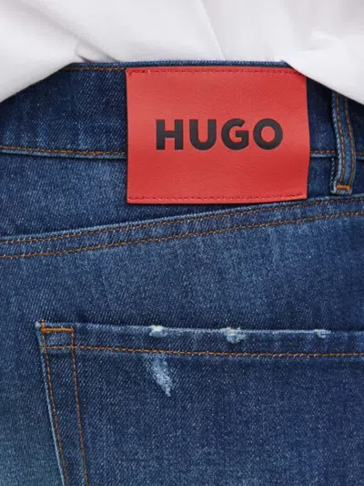 Hugo Boss Distressed Denim Jeans In Blue