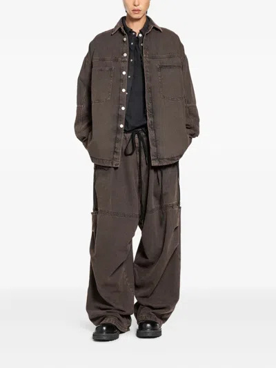 Andrea Ya'aqov Belt-detail Cotton Jeans In Brown